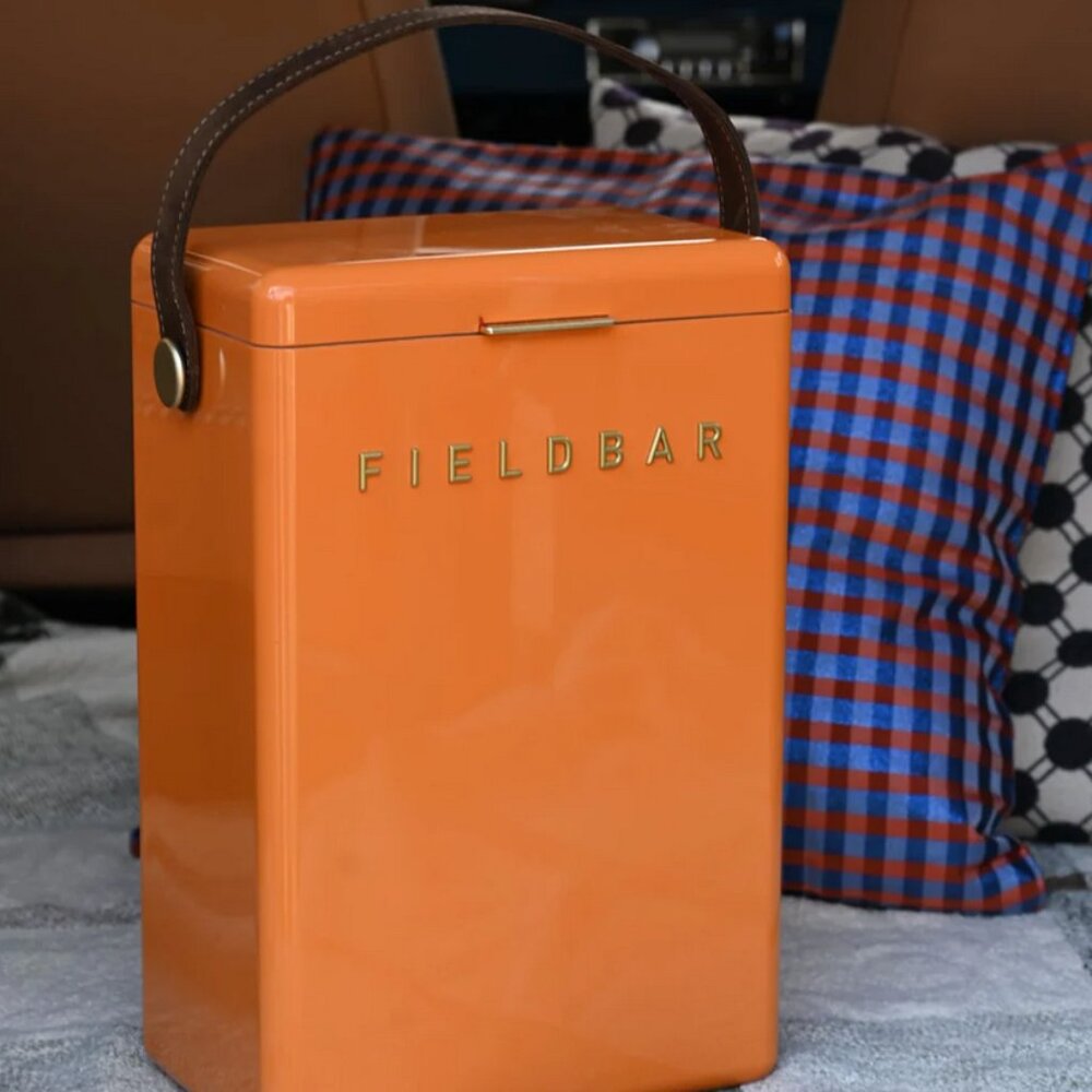 Fieldbar, Hardcase Cooler “Drinks Box,” Orchard Orange w/ Leather Handle, NEW